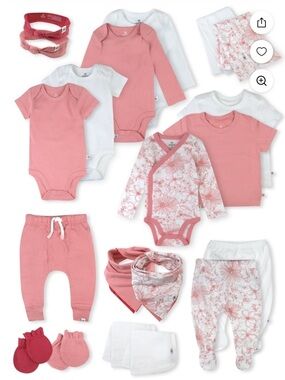 HONESTBABY Honest Baby organic cotton 20 piece newborn layette set pink